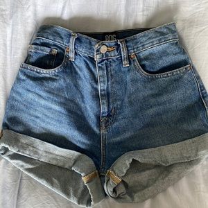 Mom, high-rise BDG medium wash denim shorts